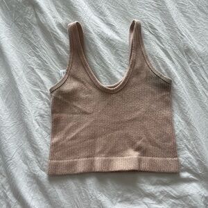 Urban Outfitters Tan Ribbed Crop Top